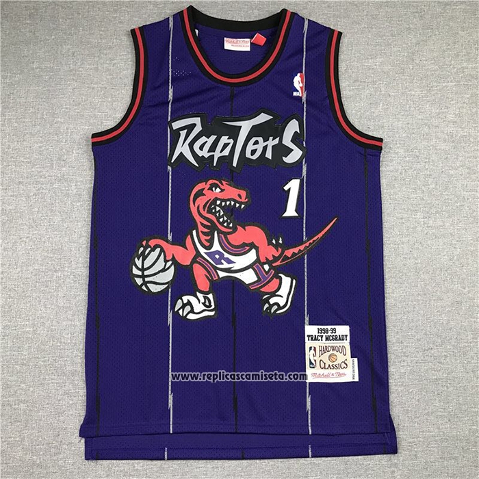 Camiseta Toronto Raptors Tracy McGrady #1 Hardwood Classics Throwback Violeta